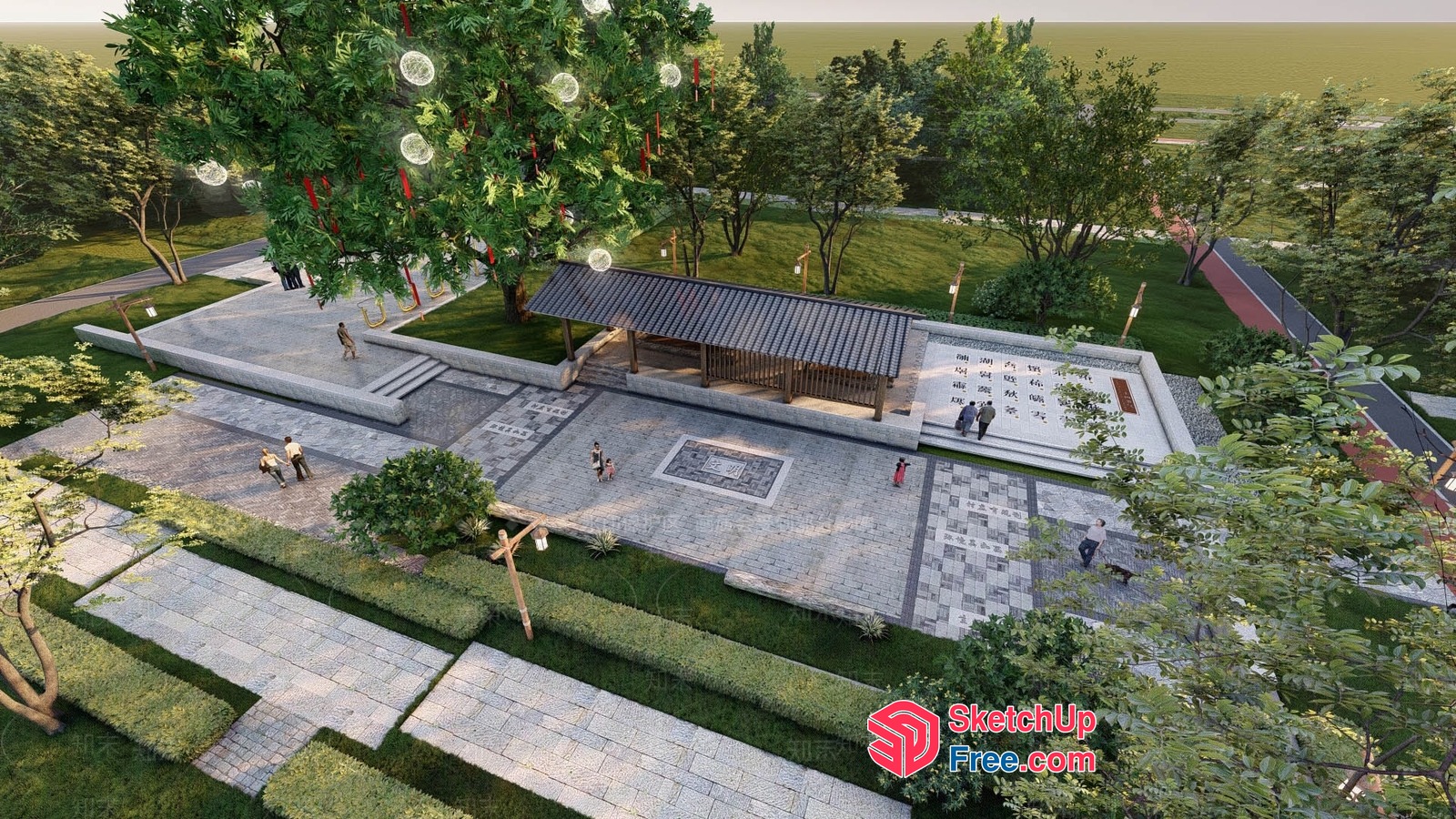 Serene Asian-Inspired Courtyard 3D SketchUp File
