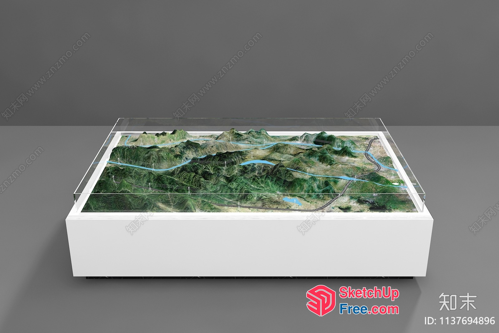 3D Model Of A Mountainous Landscape With A River 3D SketchUp File