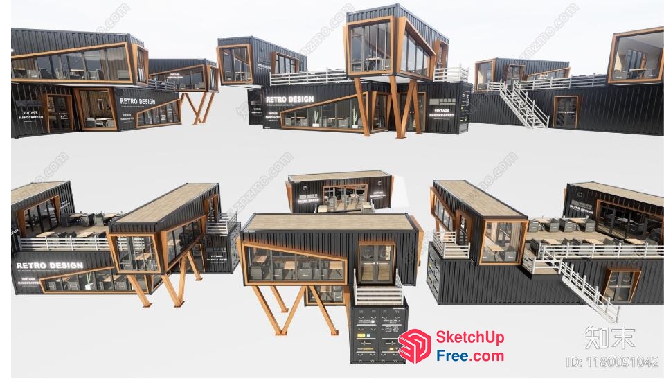 Modern Industrial Style Shipping Container Home 3D SketchUp File
