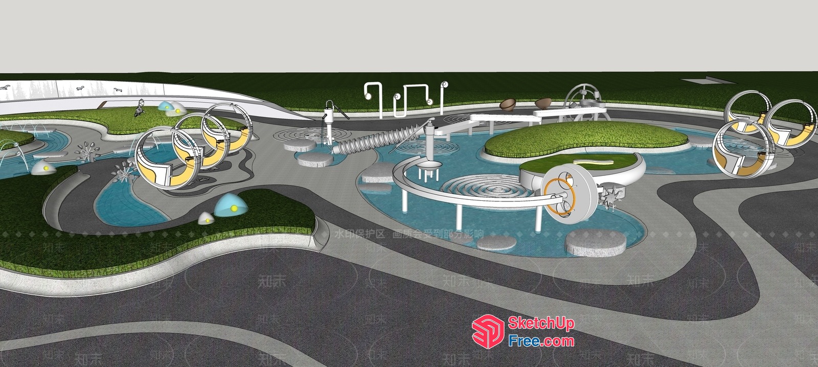 Futuristic Water Park With Modern Design And Unique Features 3D SketchUp File