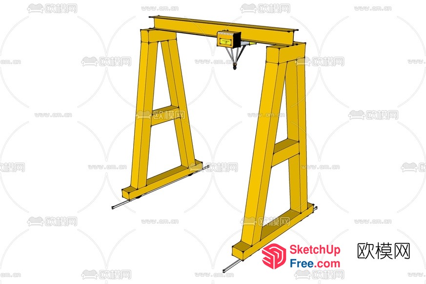 Industrial Style Yellow Metal A-Frame Hoist 3D SketchUp File