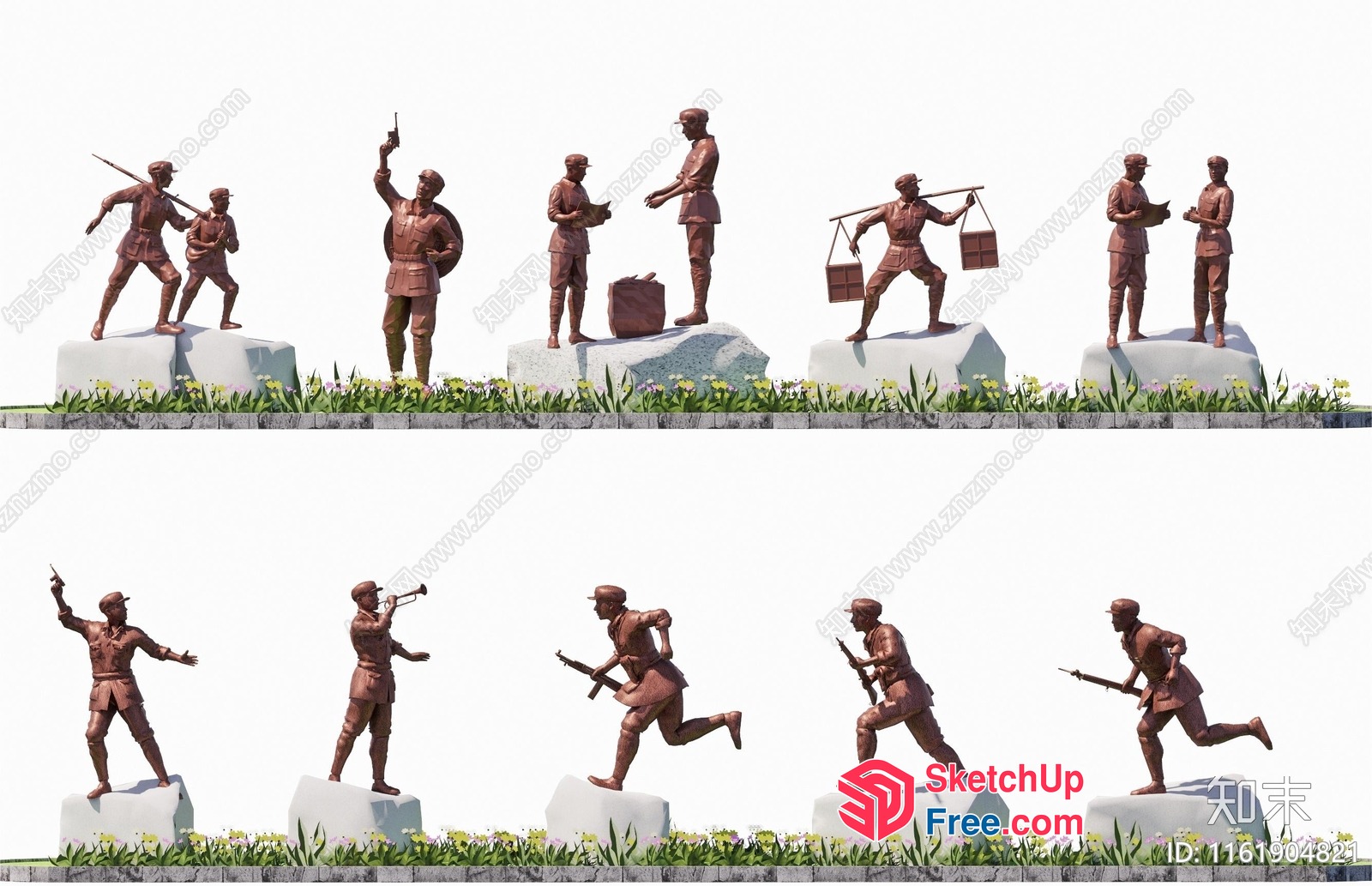 Bronze Soldiers In Various Poses 3D SketchUp File
