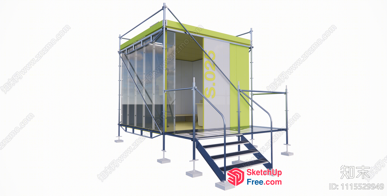 Metal Staircase And Railing For Commercial Street Cladding 3D SketchUp File