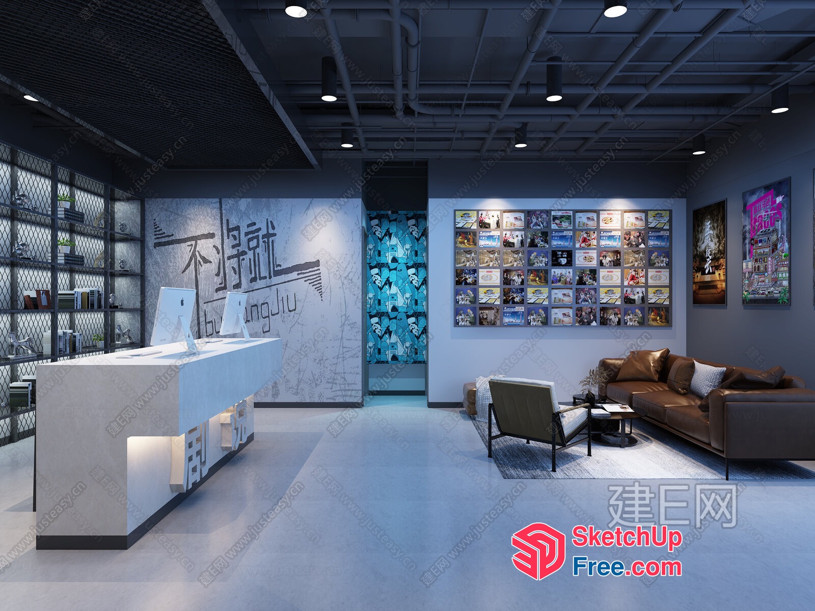 Modern Office Interior With Sleek Furniture And Artwork 3D SketchUp File