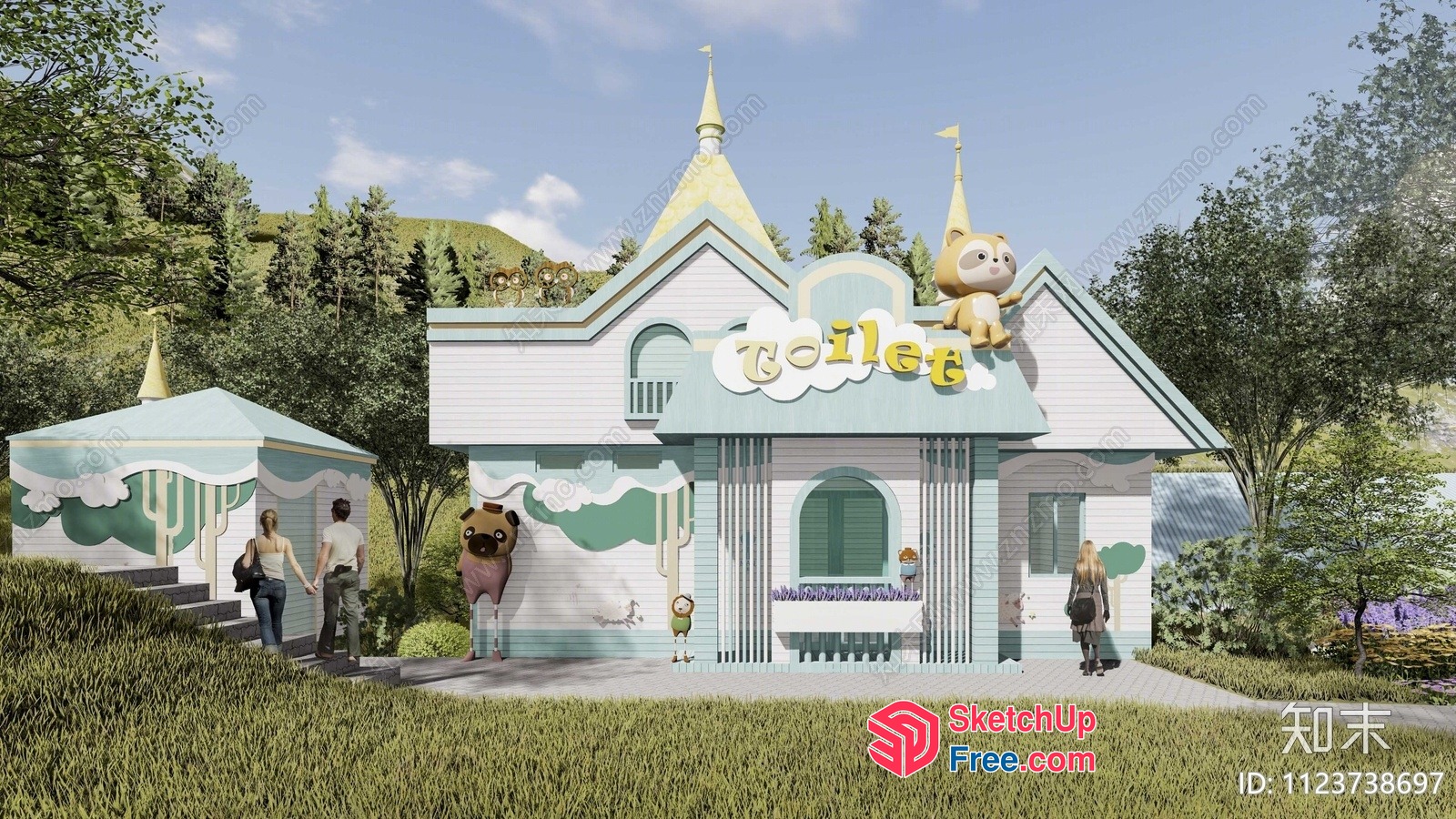 Colorful Cartoon-Style Bathroom 3D SketchUp File