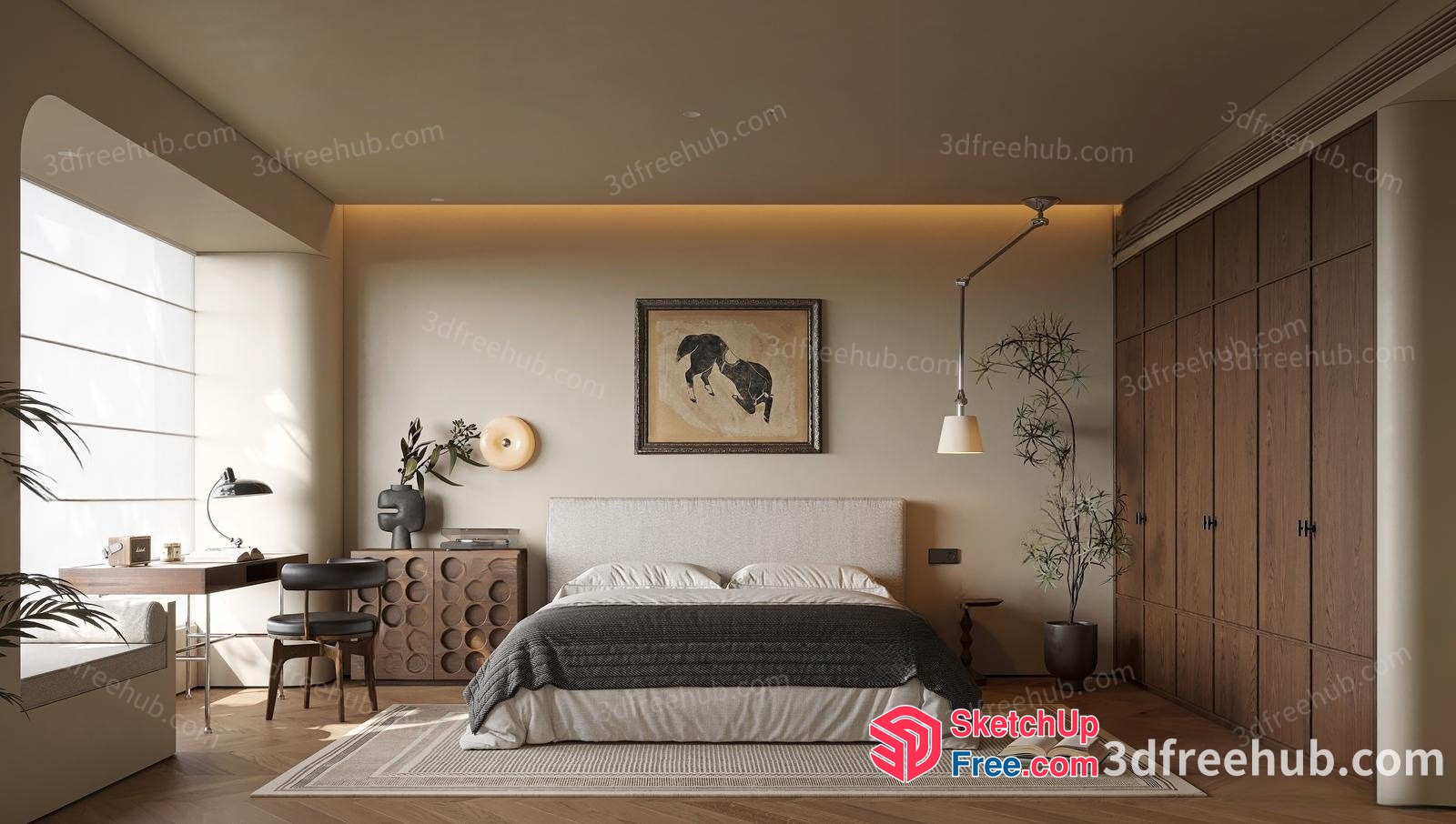 Elegant Modern Bedroom With Minimalist Decor 3D SketchUp File
