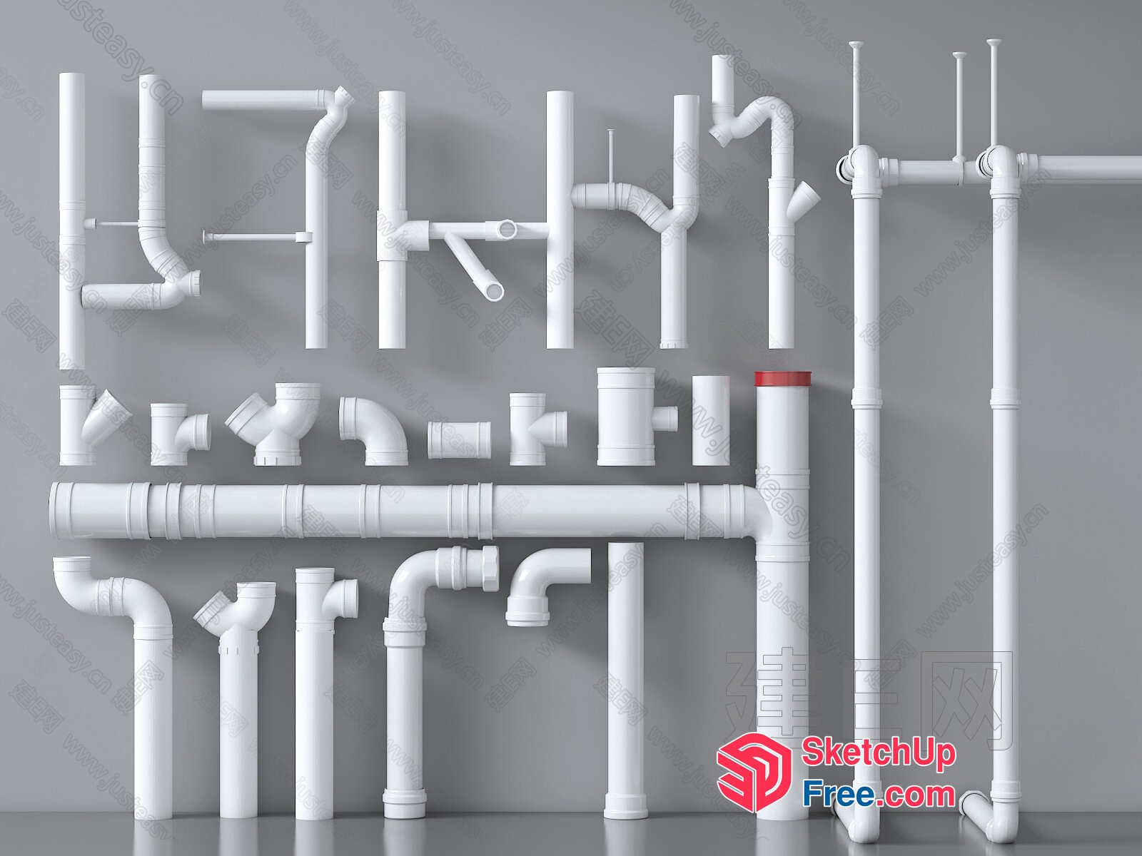 White Pvc Pipe Collection 3D SketchUp File