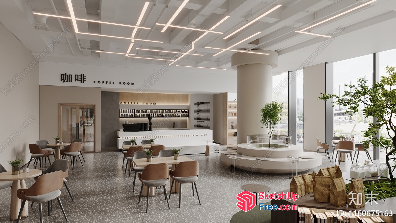 Modern Minimalist Coffee Shop Interior Design 3D SketchUp File