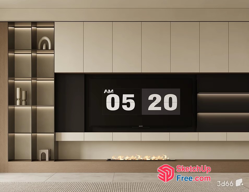 Modern Fireplace And Tv Wall 3D SketchUp File
