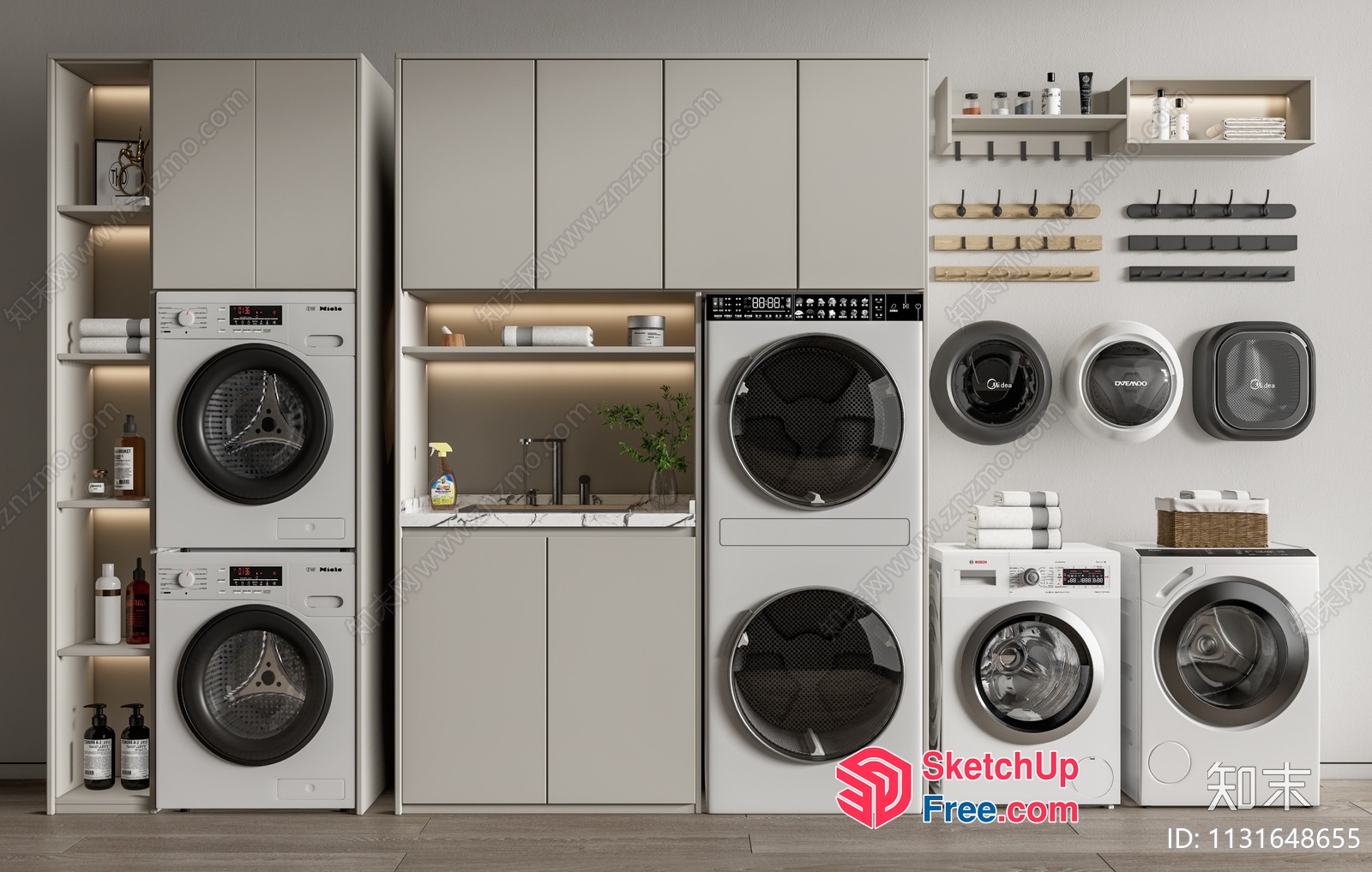 Modern Laundry Room With Built-In Appliances And Storage 3D SketchUp File