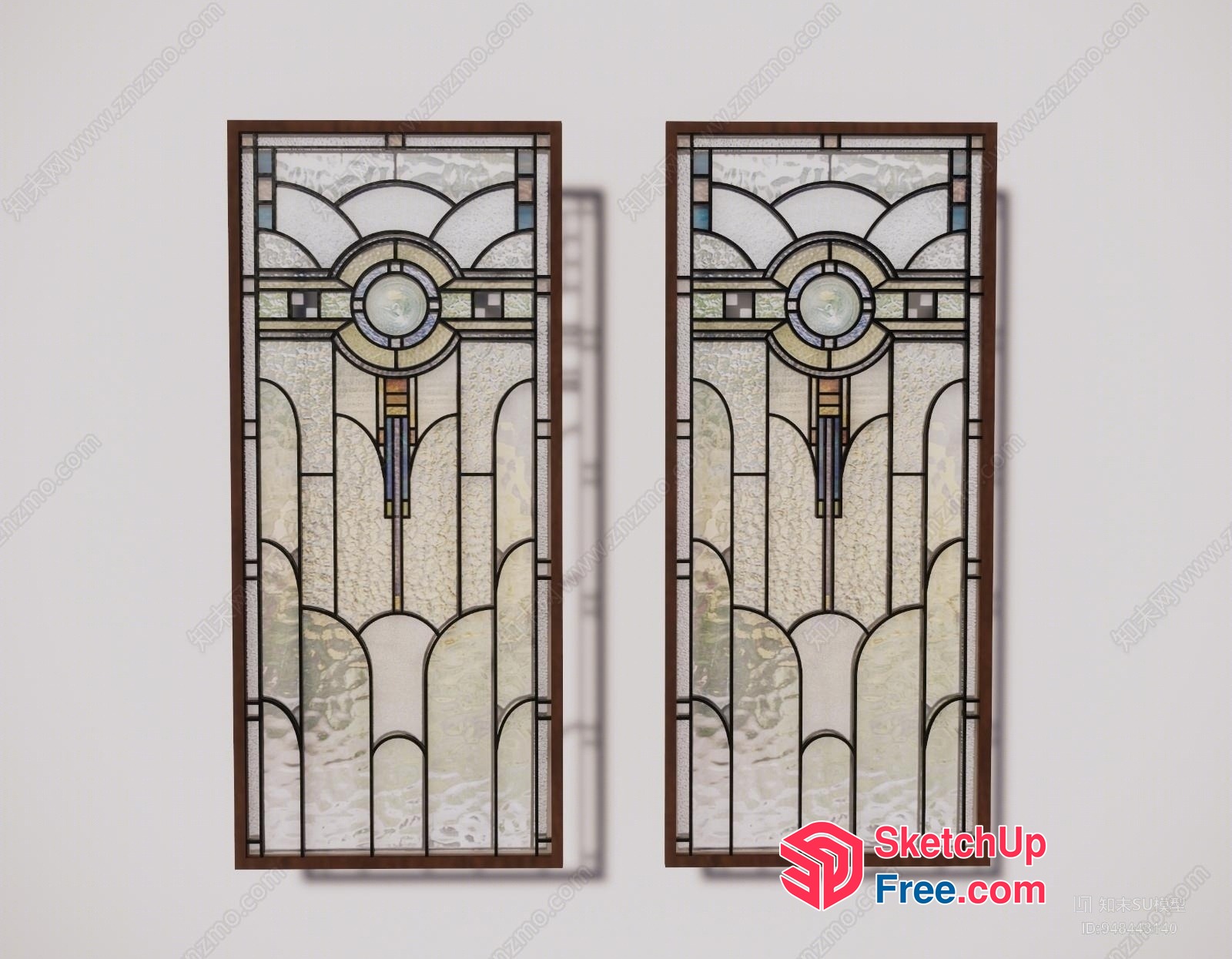 Art Deco-Inspired Glass Window Panels 3D SketchUp File