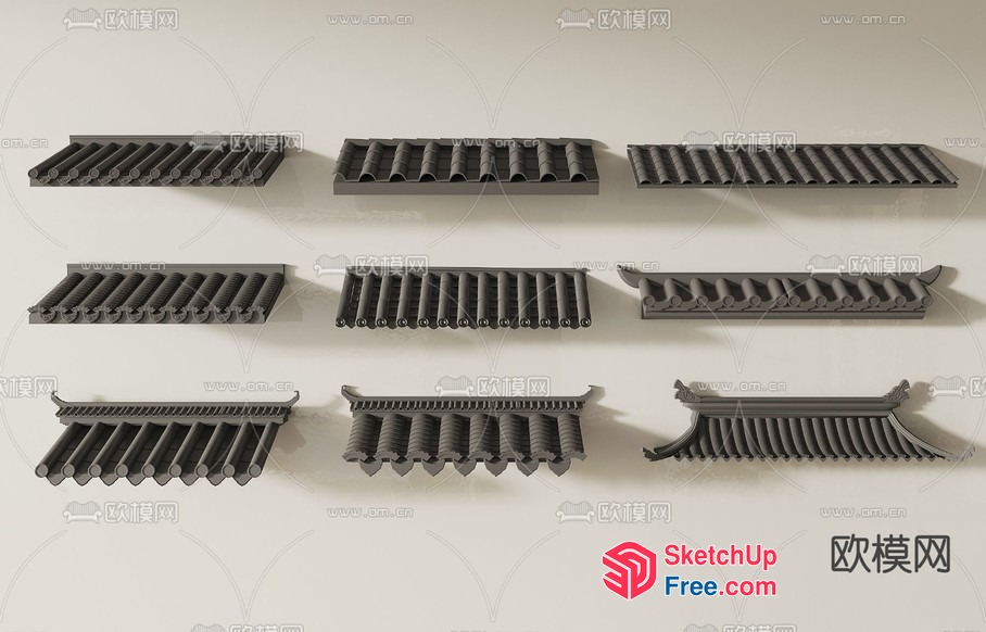 Asian Roofing Style Variety 3D SketchUp File