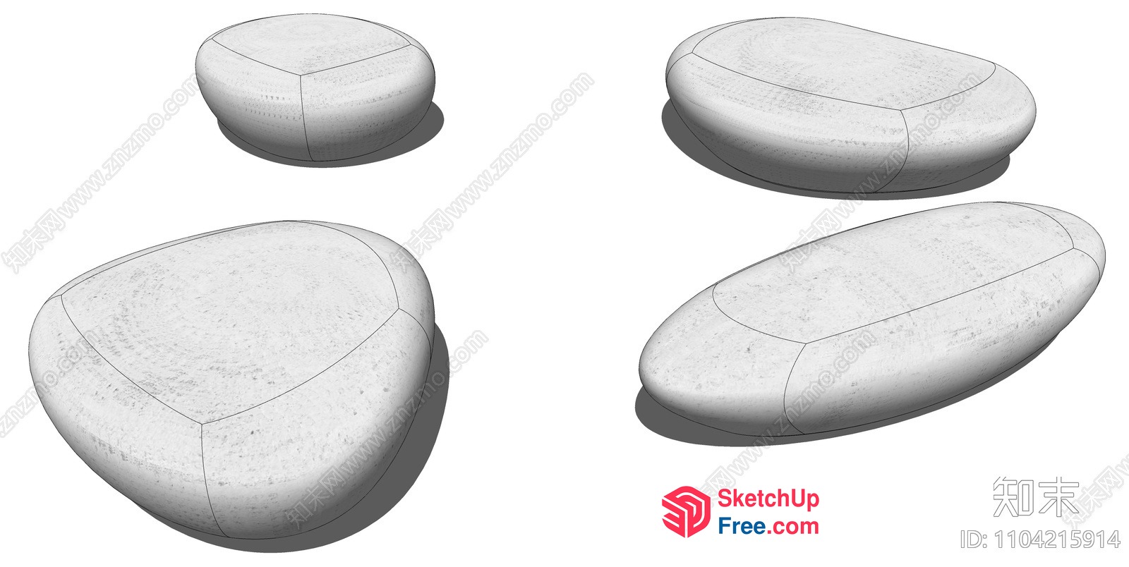 Oval Stone Furniture Set 3D SketchUp File