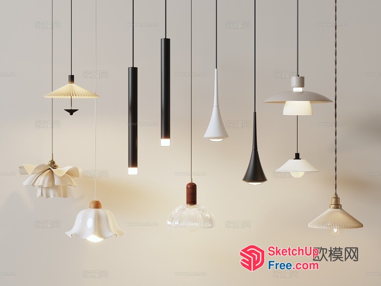 Elegant Hanging Light Fixtures 3D SketchUp File