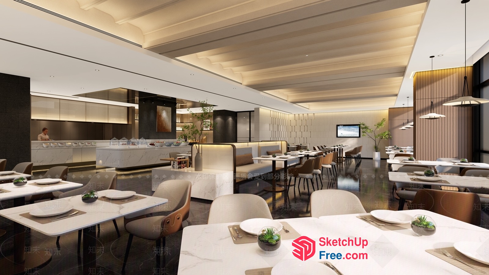 Elegant Modern Restaurant Interior 3D SketchUp File