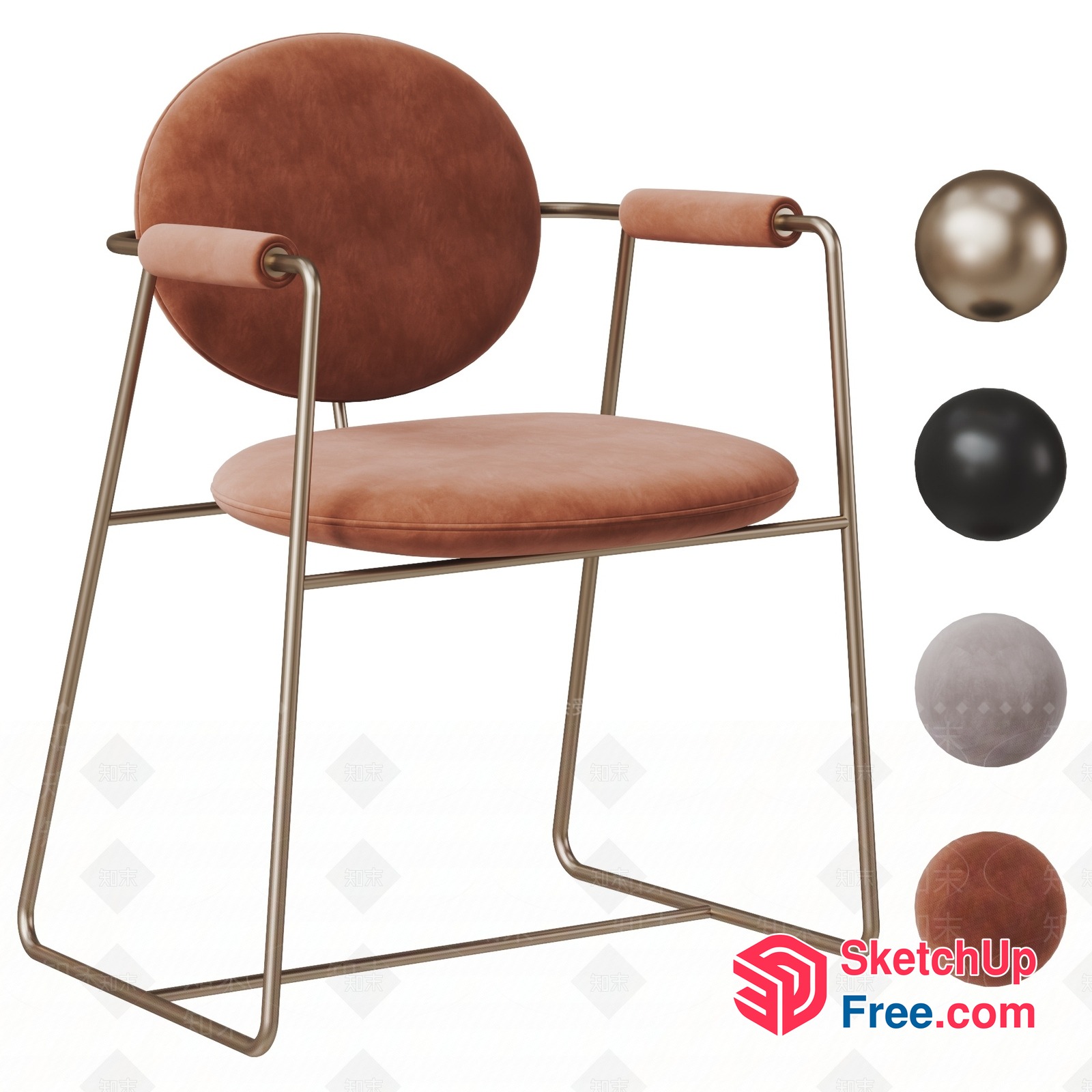 Modern Leather Chair With Sleek Metal Frame 3D SketchUp File