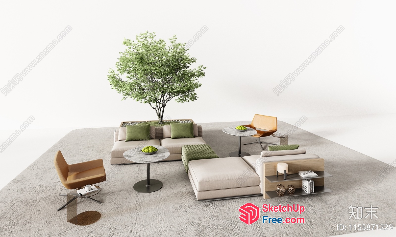 Minimalist Living Room With Natural Elements 3D SketchUp File