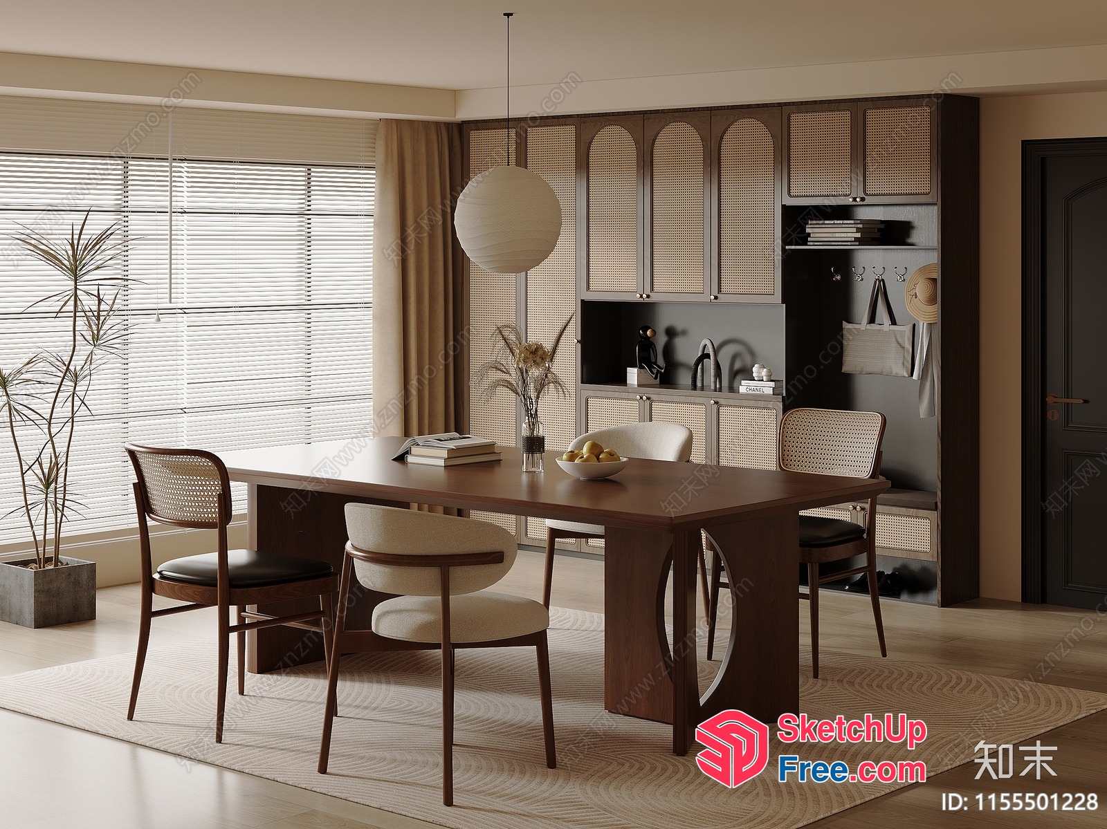 Cozy Modern Dining Room With Wood Furniture 3D SketchUp File
