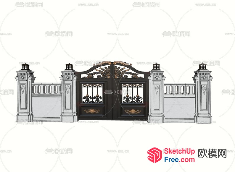 Elegant Ornate Entrance Gate 3D SketchUp File
