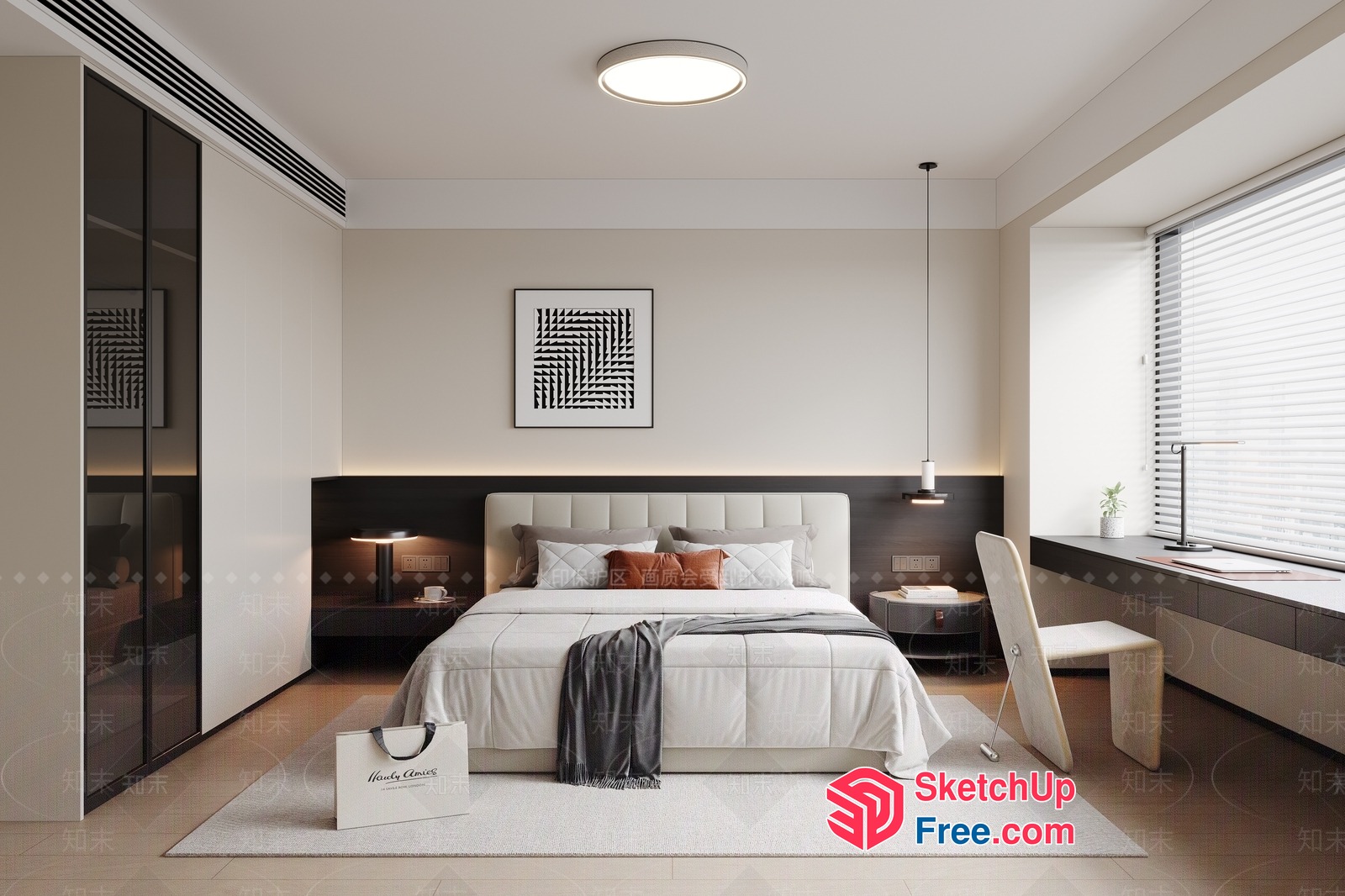 Modern Minimalist Bedroom Design 3D SketchUp File