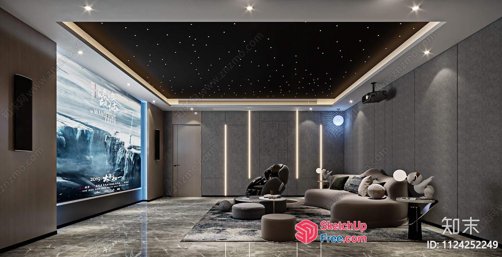 Modern Living Room With Starry Ceiling 3D SketchUp File