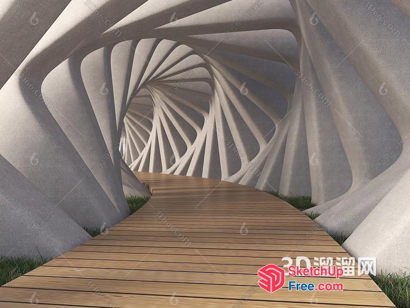 Futuristic Spiral Tunnel 3D SketchUp File