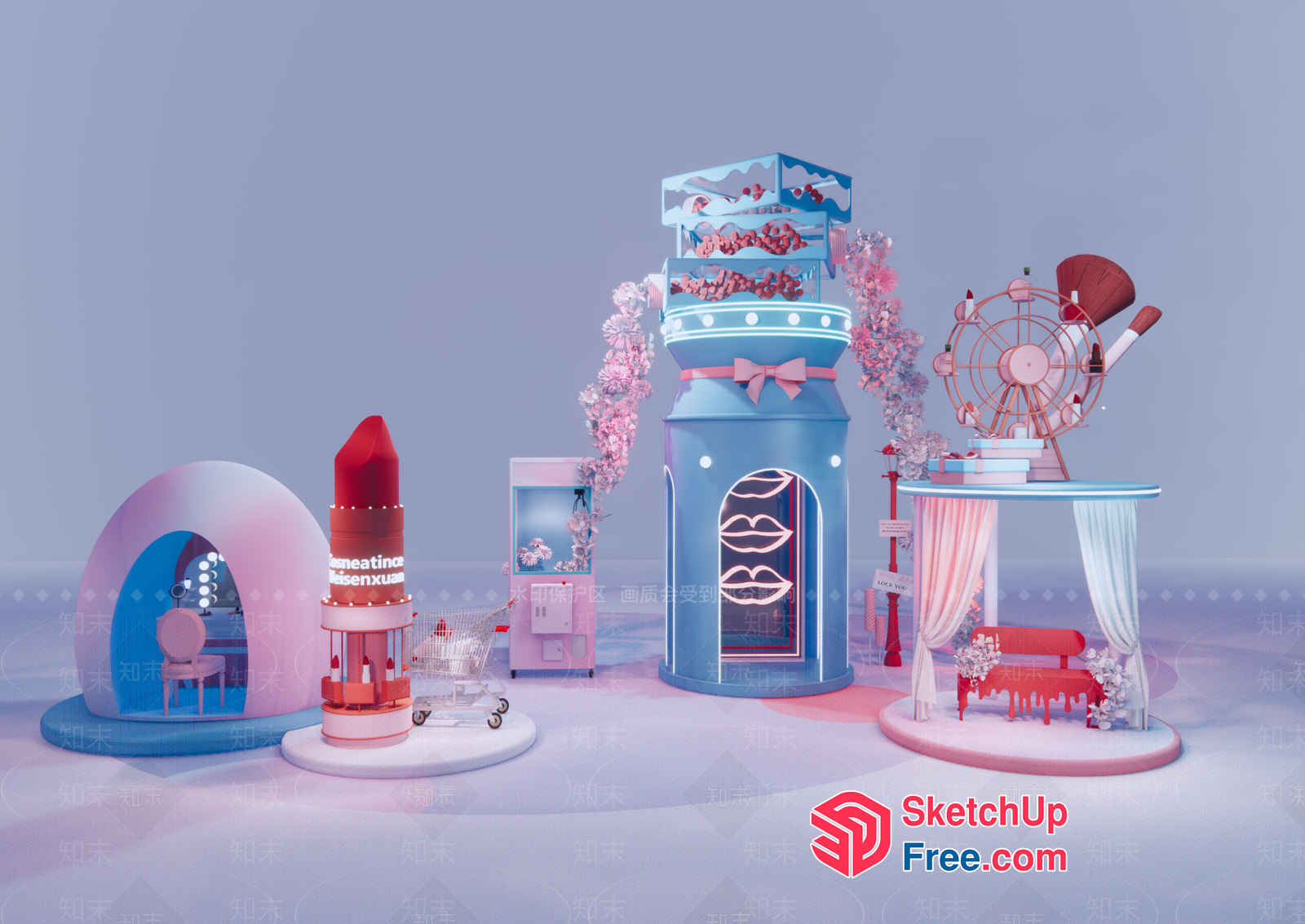 Lipstick And Makeup Shop 3D SketchUp File
