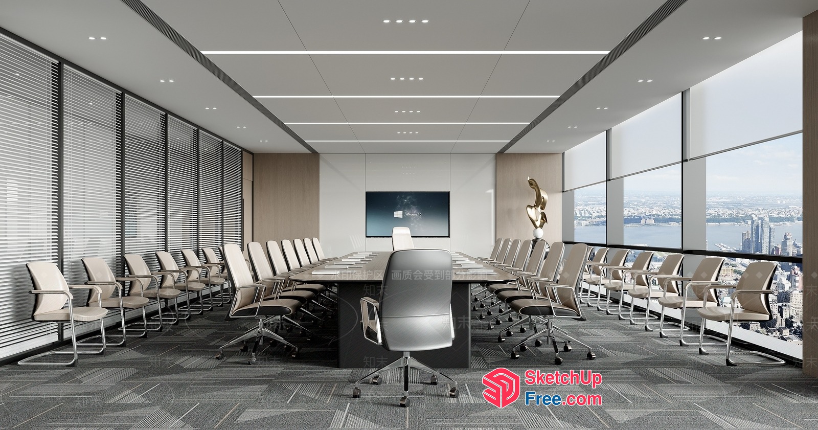 Modern Conference Room With City View 3D SketchUp File
