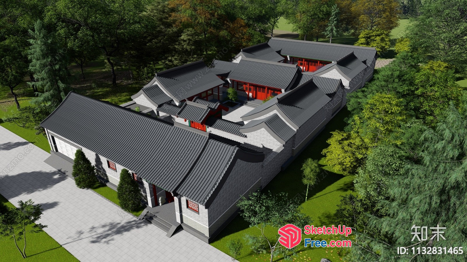 Asian-Inspired Traditional Home 3D SketchUp File
