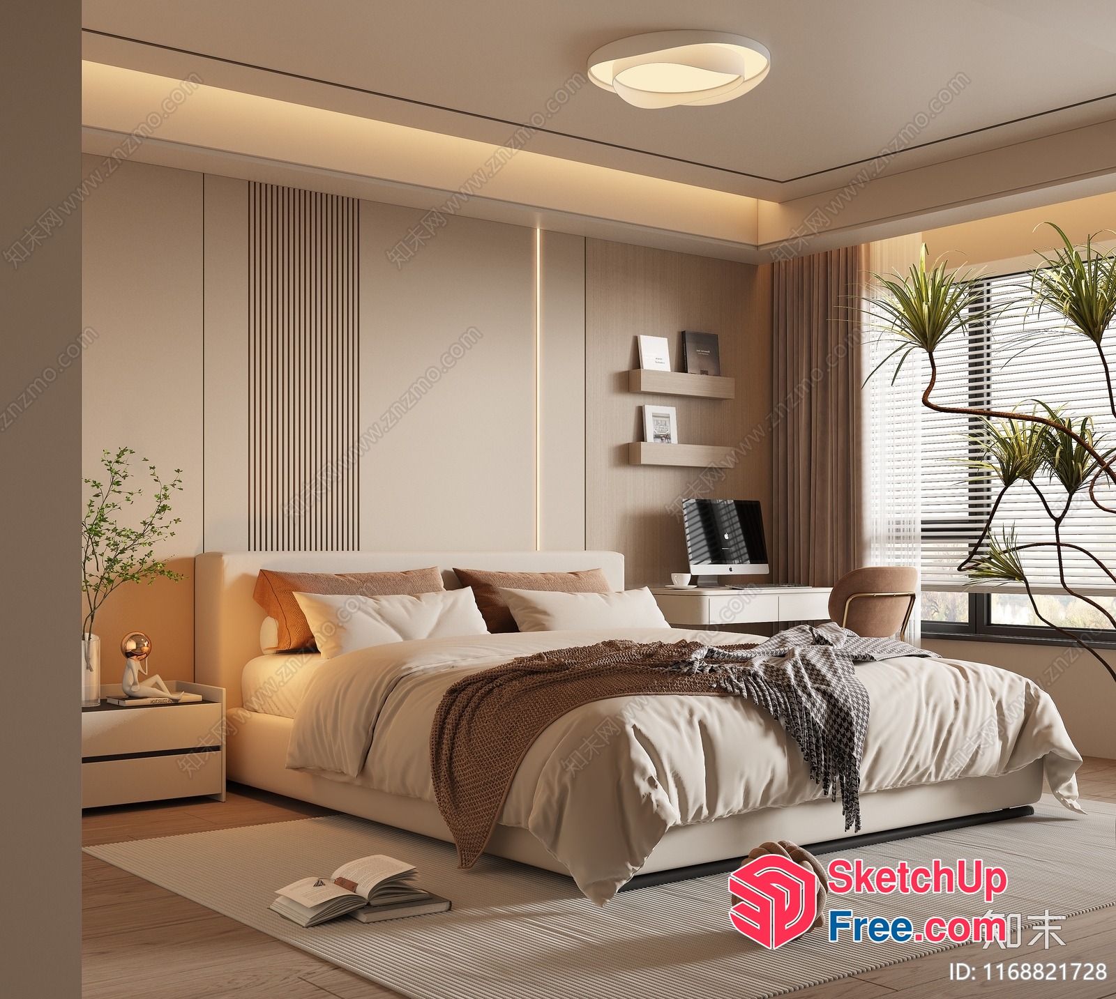 Modern Minimalist Bedroom Interior 3D SketchUp File