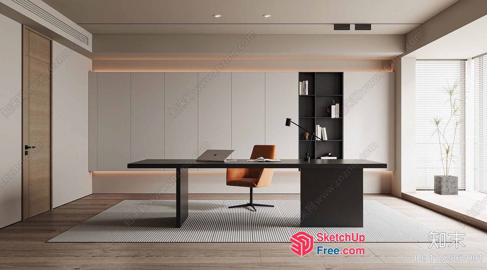 Modern Office Space With Sleek Desk And Chair 3D SketchUp File