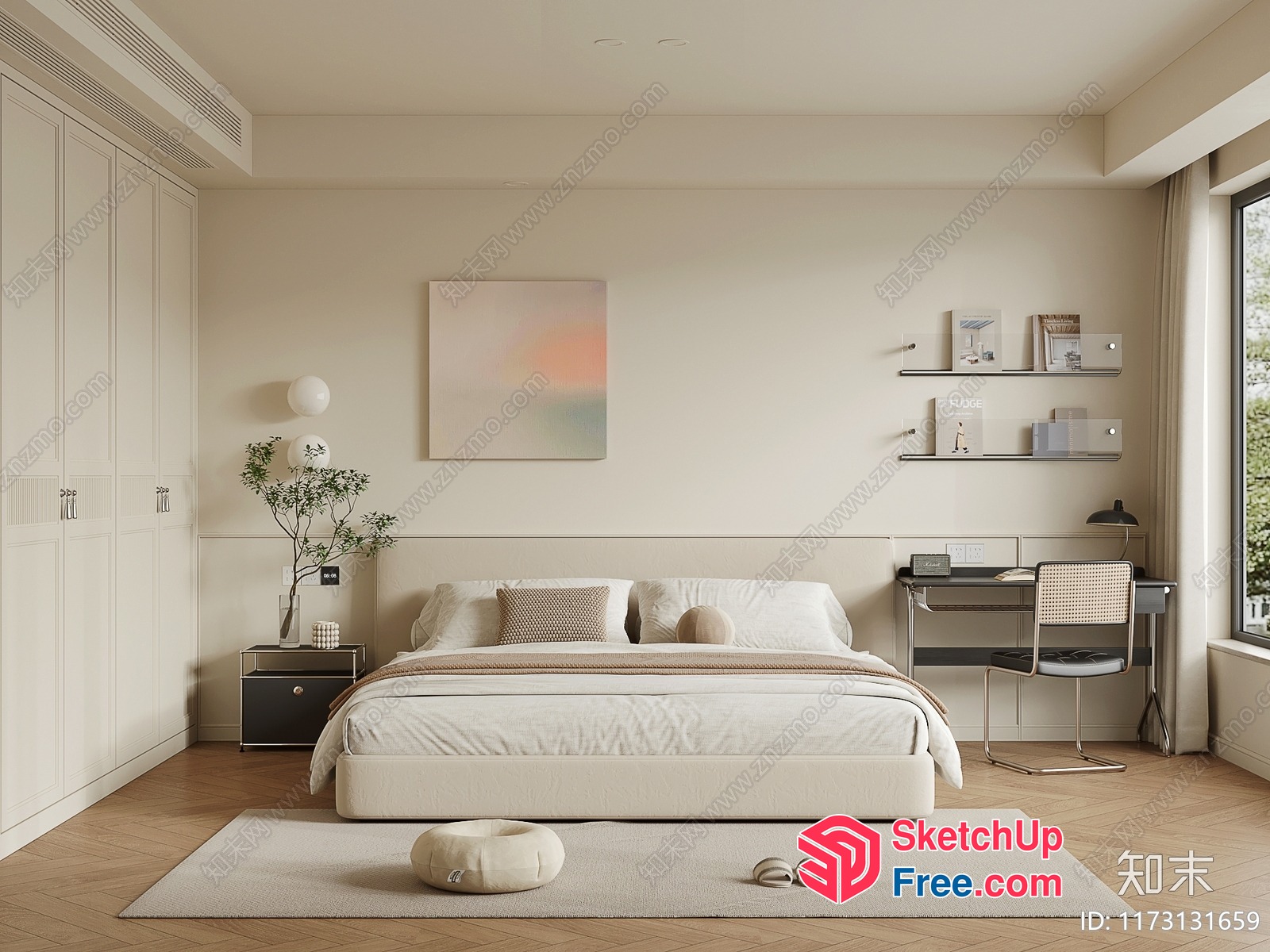 Modern Minimalist White Bed Room 3D SketchUp File