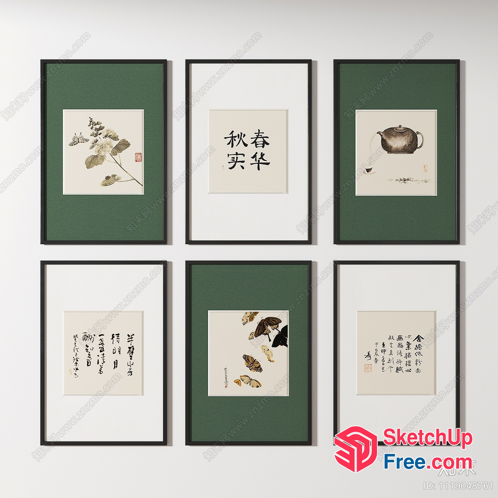 Six Japanese-Inspired Framed Artworks 3D SketchUp File