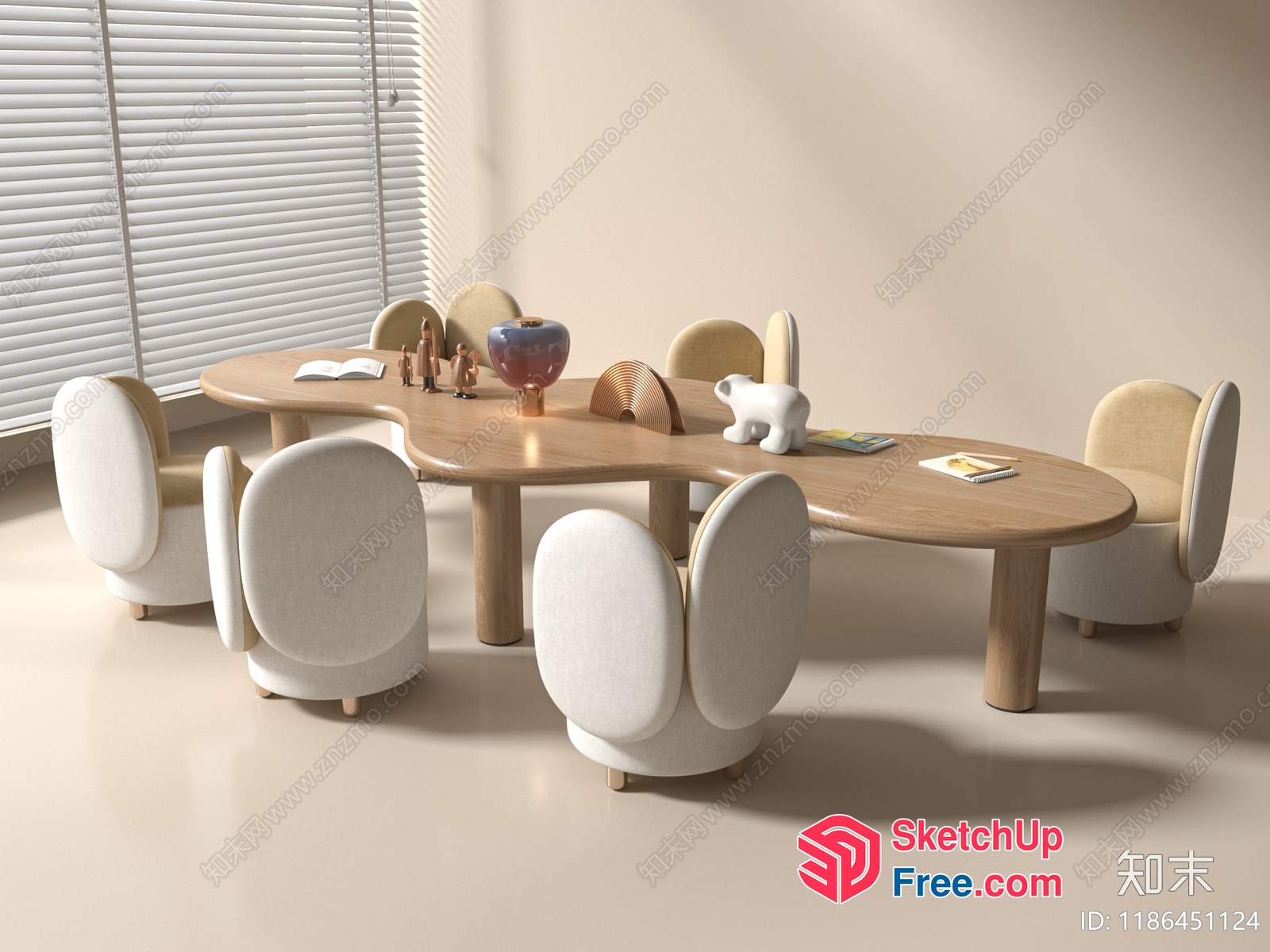 Modern Minimalist Dining Room With Natural Light 3D SketchUp File