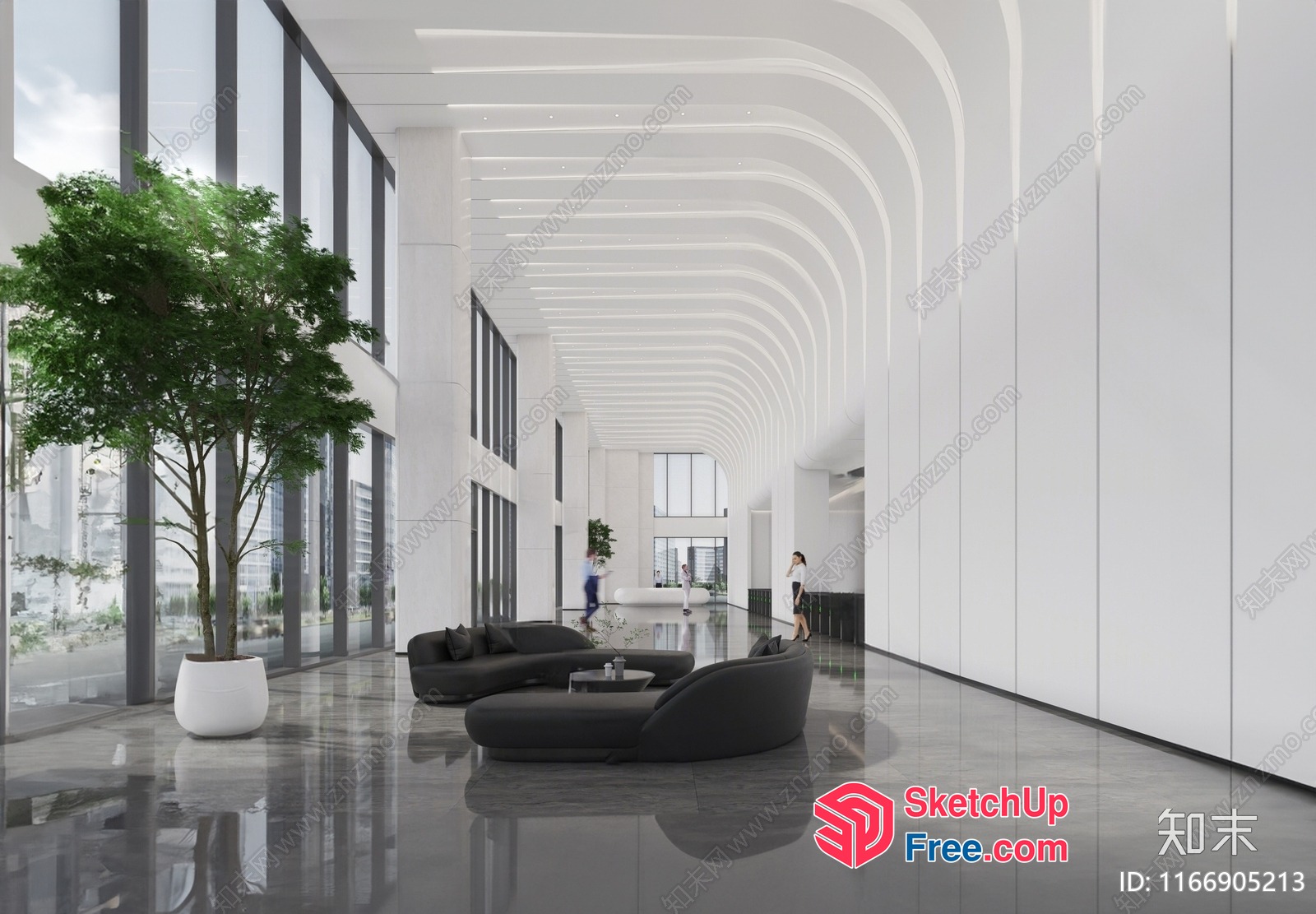 Modern Office Space With Sleek Furniture And High Ceilings 3D SketchUp File
