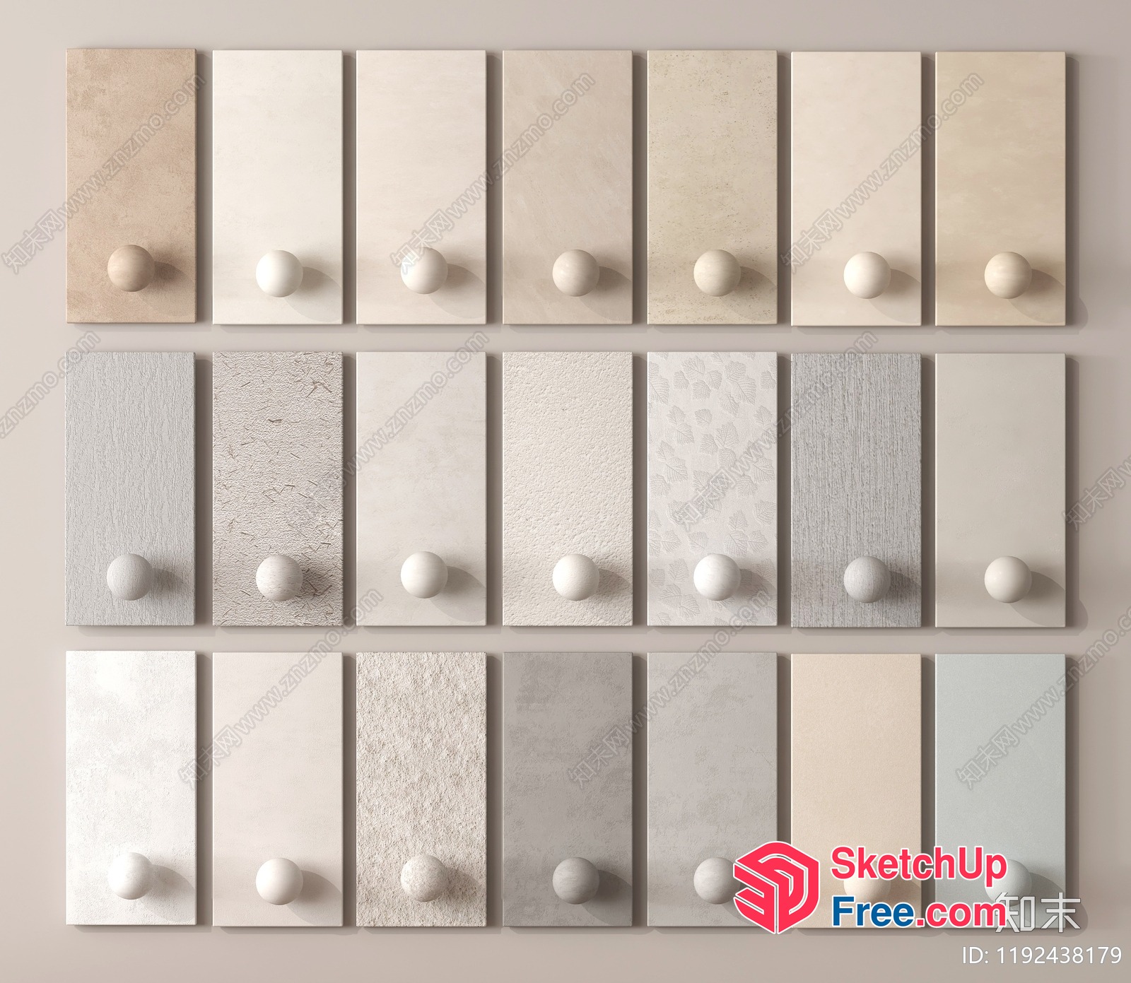 Various Shades Of White Wall Panels 3D SketchUp File