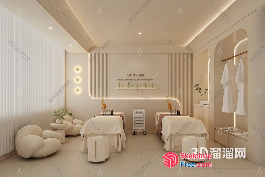 Modern Creamy Style Spa Interior 3D SketchUp File