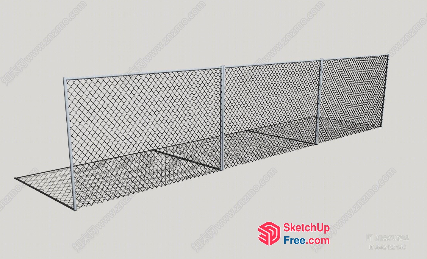 Metal Chain Link Fence 3D SketchUp File