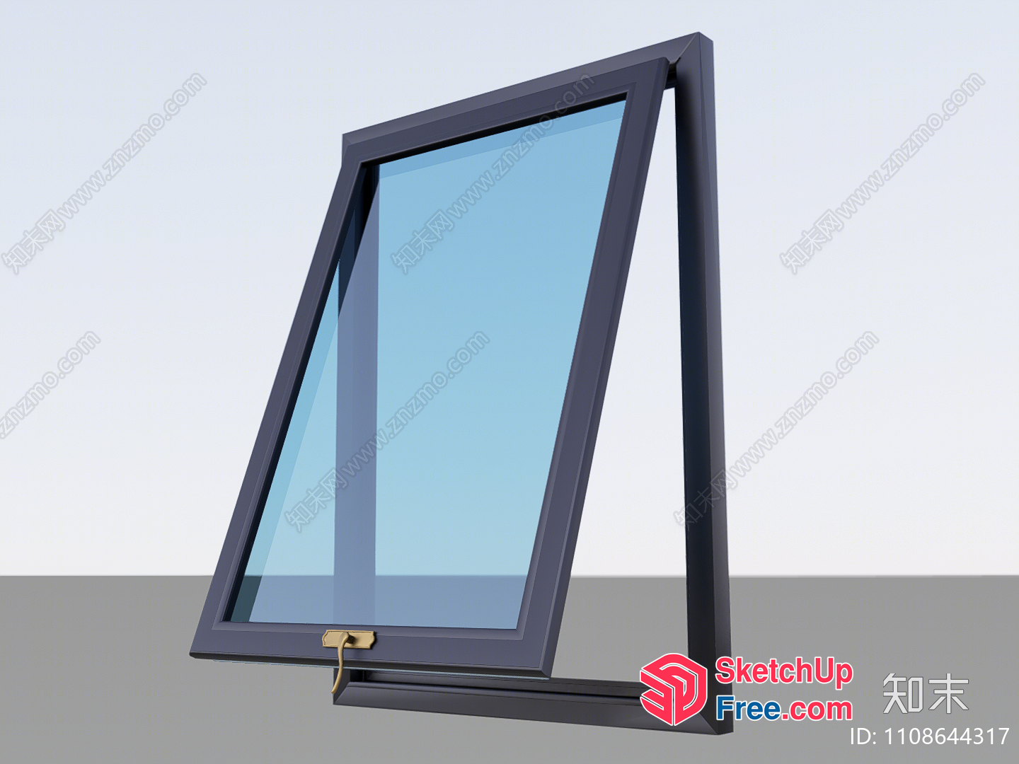 Black Window With Gold Lock 3D SketchUp File