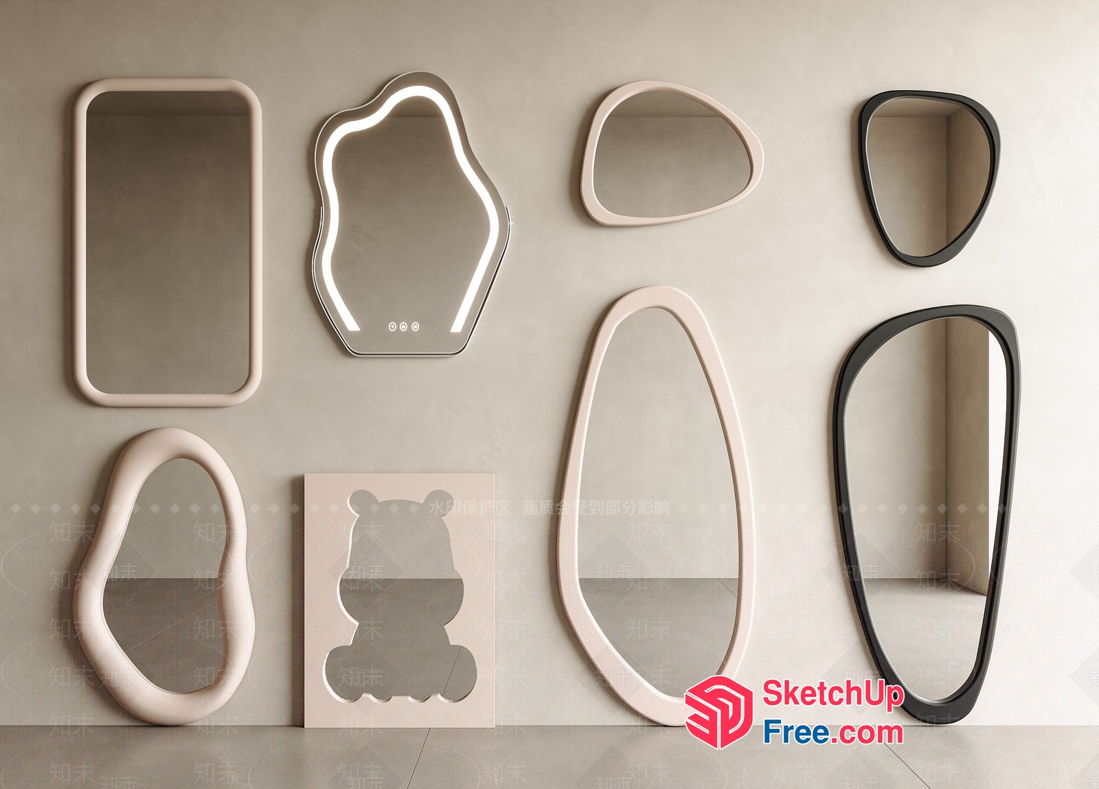 Modern Minimalist Mirror Collection 3D SketchUp File