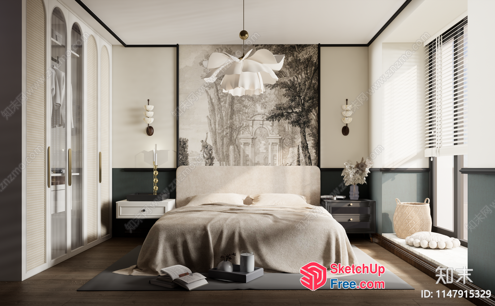 Elegant And Cozy Bedroom Decor 3D SketchUp File