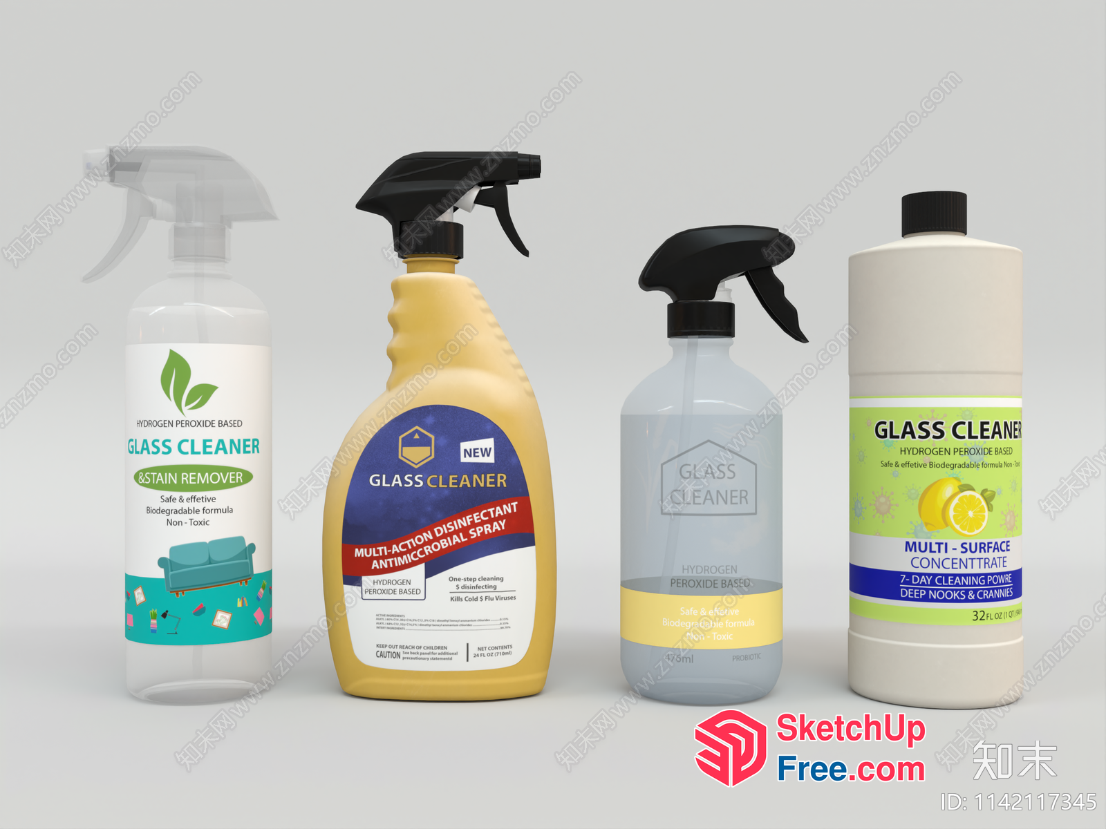 Glass Cleaner Bottles 3D SketchUp File