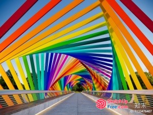 Rainbow Colored Bridge Walkway 3D SketchUp File