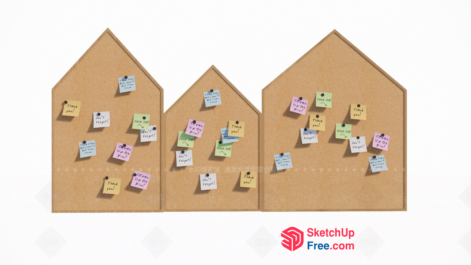 Three Houses Of Post-It Notes 3D SketchUp File
