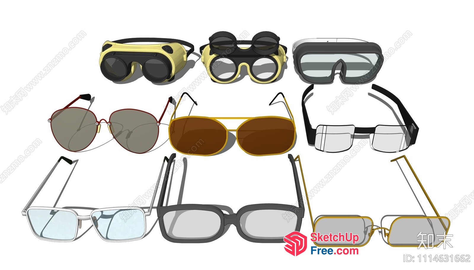 Collection Of Eight Different Styles Of Glasses 3D SketchUp File