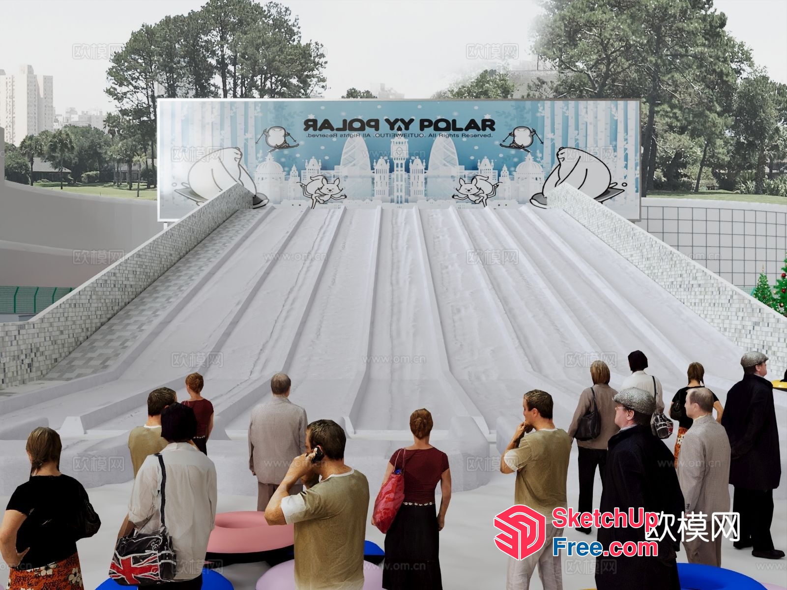 Polar Slide And Restaurant 3D SketchUp File