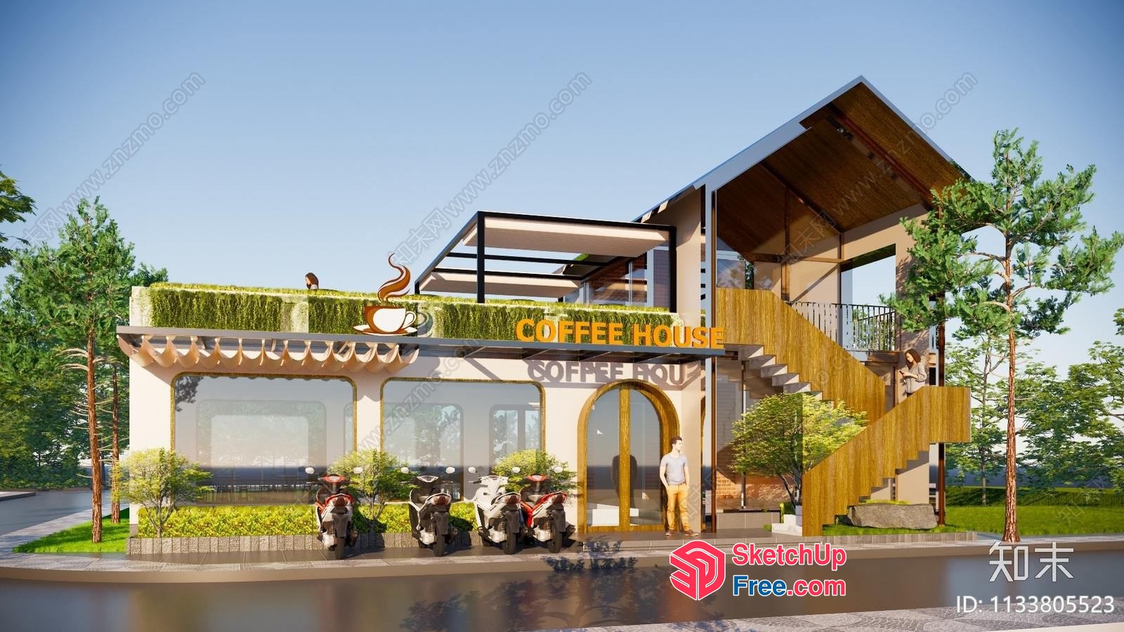 Coffee Shop Exterior 3D SketchUp File