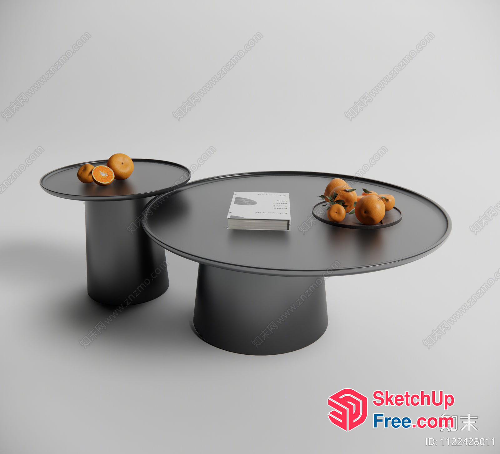Modern Minimalist Black Coffee Table And Side Table 3D SketchUp File