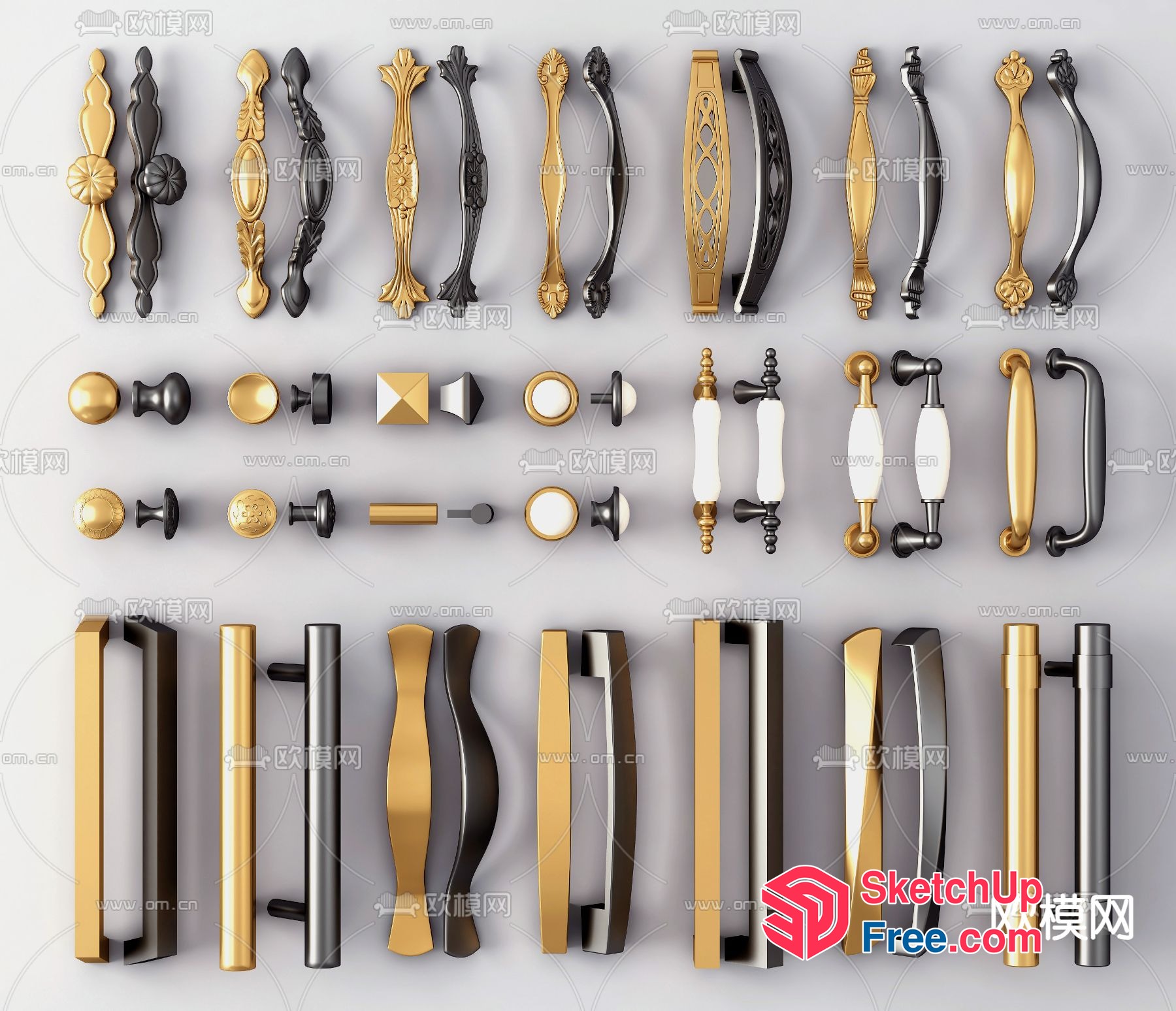 Various Door Handle Designs 3D SketchUp File