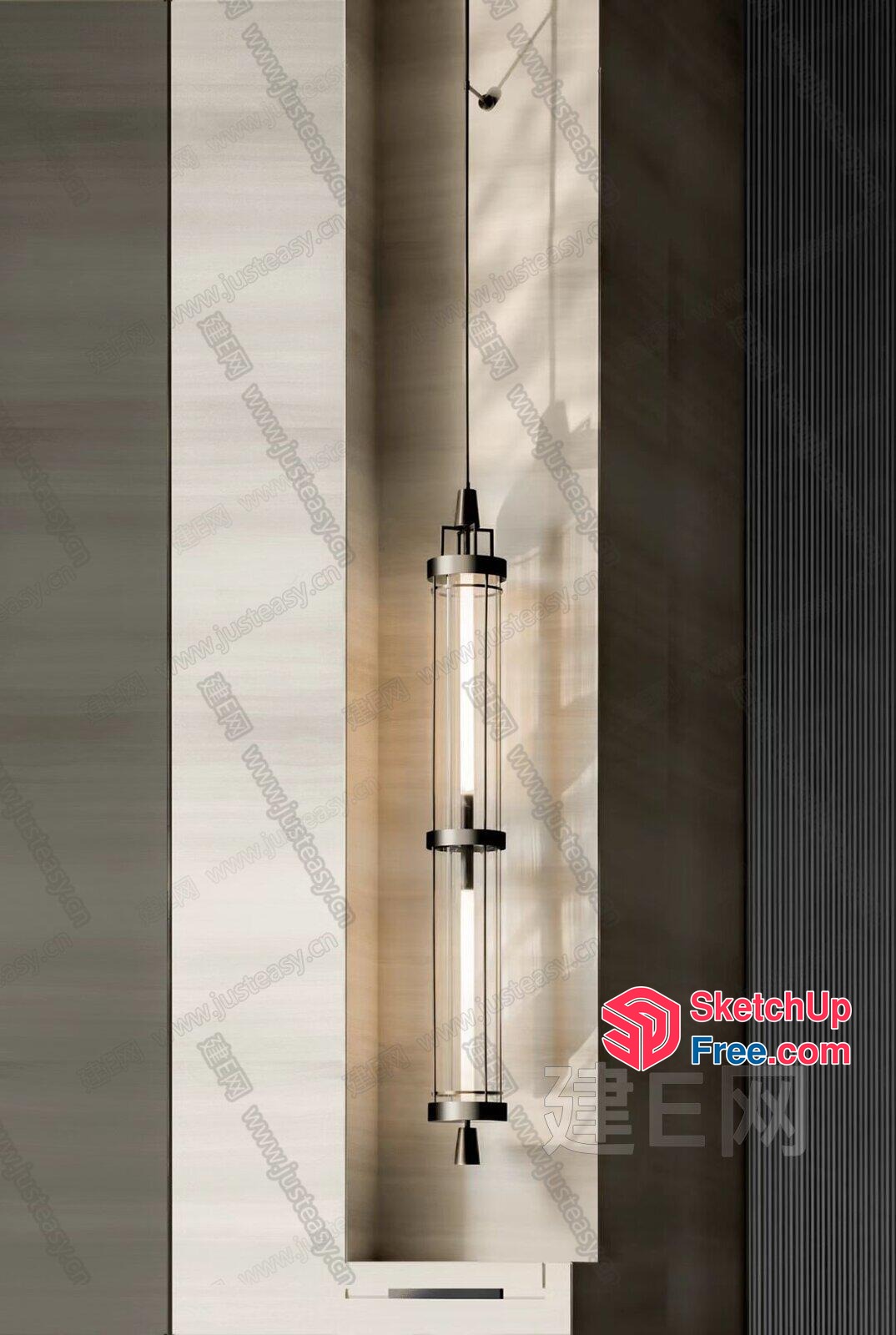 Elegant Hanging Light Fixture With Glass Tubes 3D SketchUp File